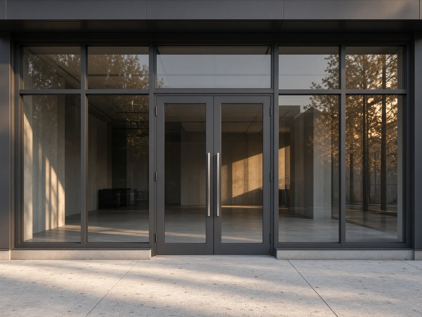 Commercial aluminum storefront and glass entrance doors